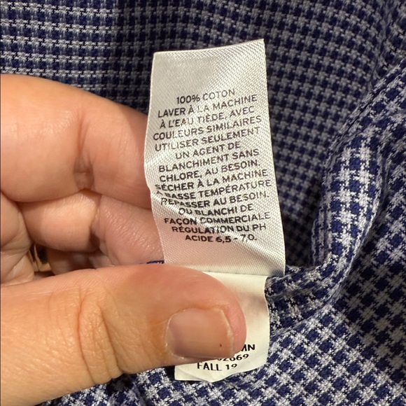 Nordstrom Men's Navy Checkered Button Down Shirt - Picture 5 of 7